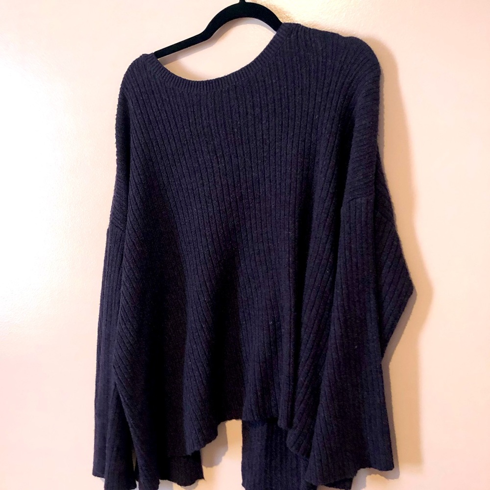 Open back purple sweater